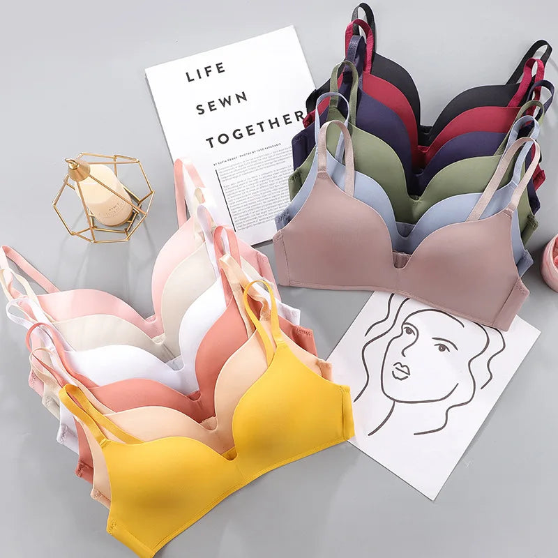 Women Seamless Bra Sexy No Wire Push up Underwear Girls Students Breathable Thin 12 Colors Bras