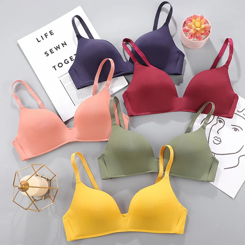 Women Seamless Bra Sexy No Wire Push up Underwear Girls Students Breathable Thin 12 Colors Bras